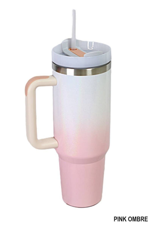 ",,,,..40oz Stainless Steel Tumbler w/ Straw: PINK OMBRE-166291 / OS