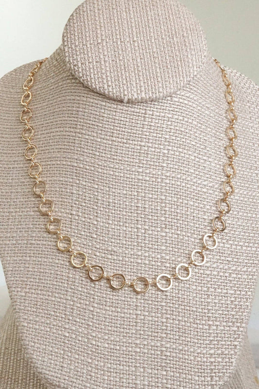 Small circle hoop links dainty chain necklace
