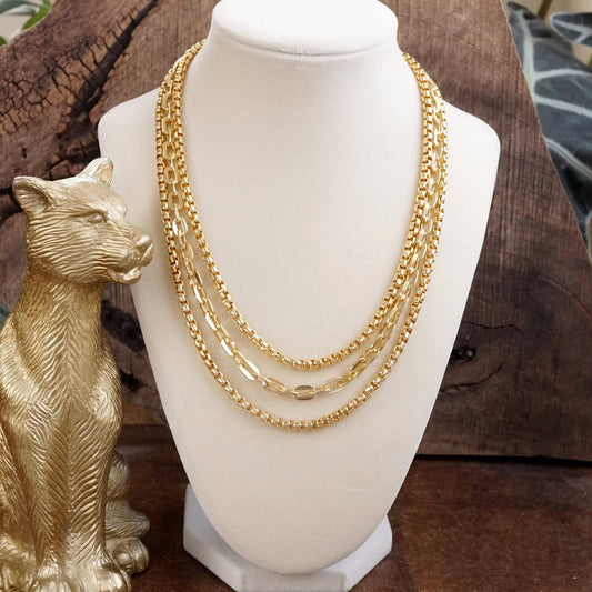 Bold Balance – Triple Chain Layered Statement Necklace