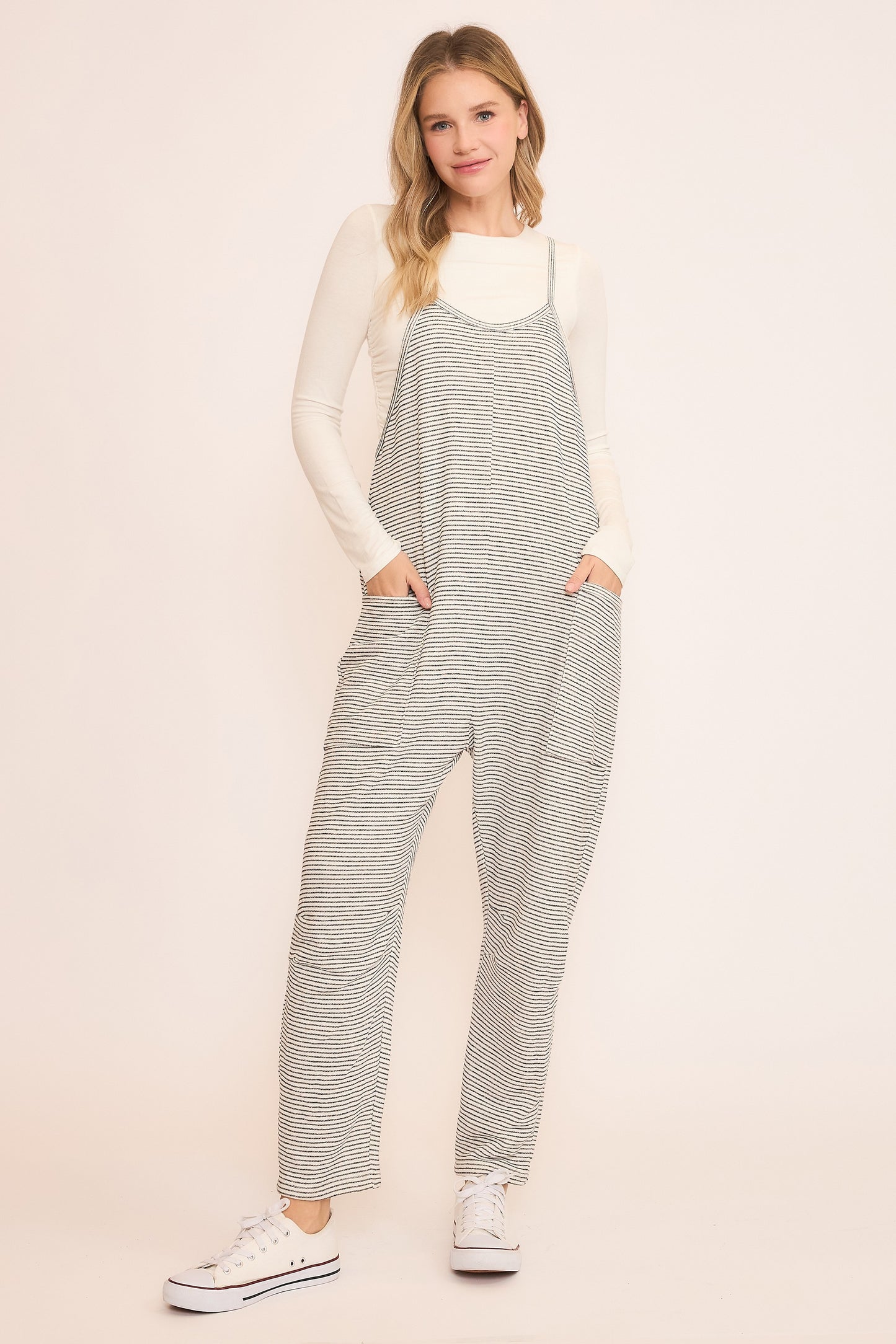 French Terry Striped Jumpsuit