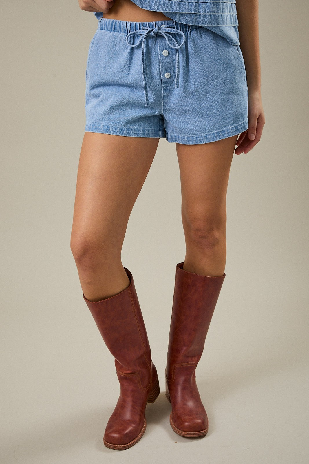 Chambray Denim Shorts