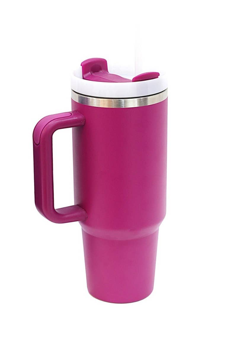 ",,,,..40oz Stainless Steel Tumbler w/ Straw: PURPLE-166289 / OS