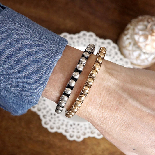 Western Bubble Bangle Bracelets – Worn Gold or Silver Tone
