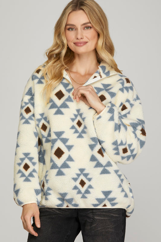 Printed Teddy Pullover