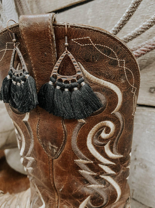 Boho Tassel Dangle Earrings in 3 colors: Off-White