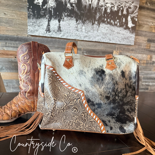Tooled Leather Cowhide Western Statement Bag - Limited Made