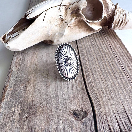 Western Concho Statement Adjustable Ring