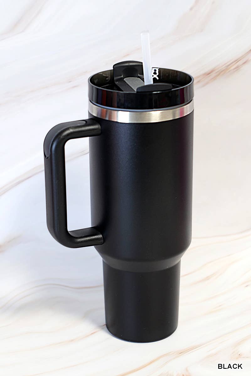 ",,,,..40oz Stainless Steel Tumbler w/ Straw: NAVY-164731 / OS