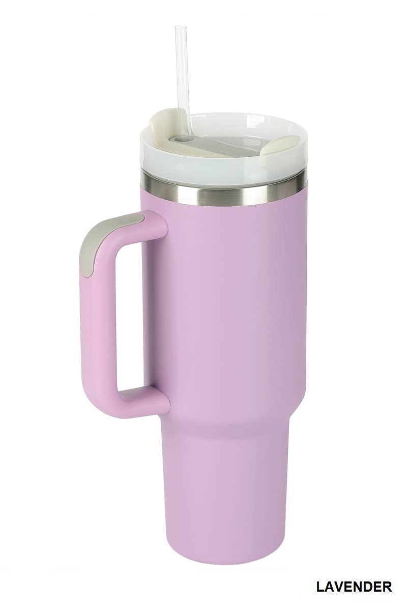 ",,,,..40oz Stainless Steel Tumbler w/ Straw: PURPLE-166289 / OS