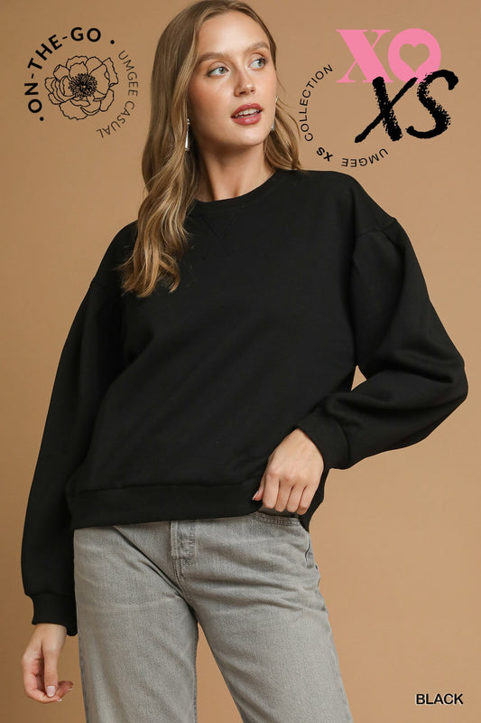 Pleated Pull Over Sweatshirt