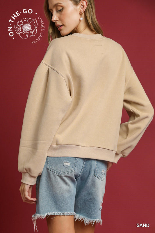 Pleated Pull Over Sweatshirt