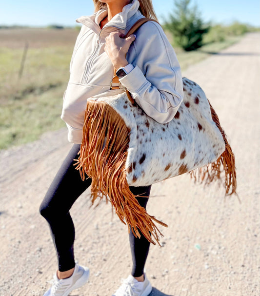 XL Duffle Bag - Leather HairOn Cowhide Travel Weekender