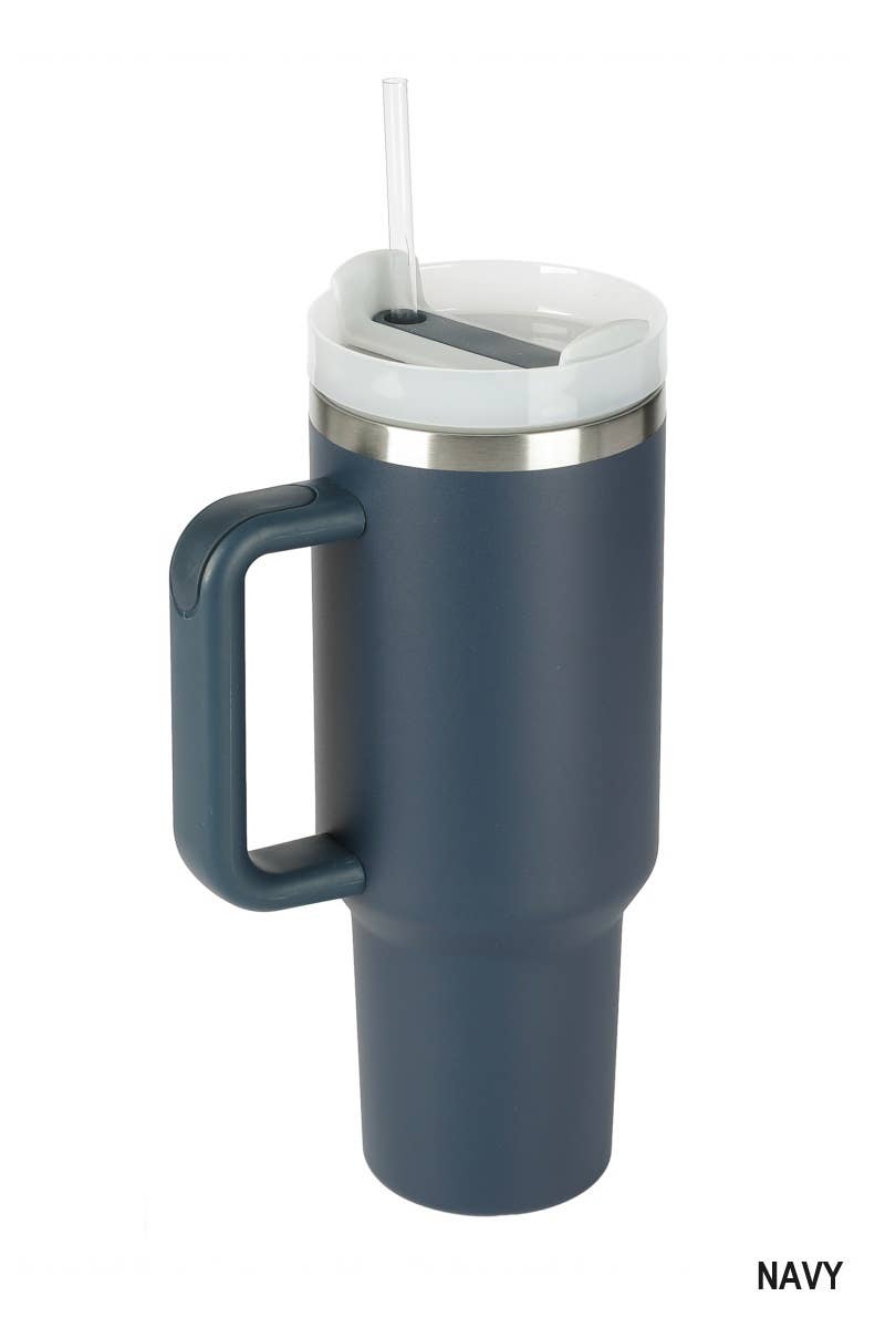 ",,,,..40oz Stainless Steel Tumbler w/ Straw: NAVY-164731 / OS