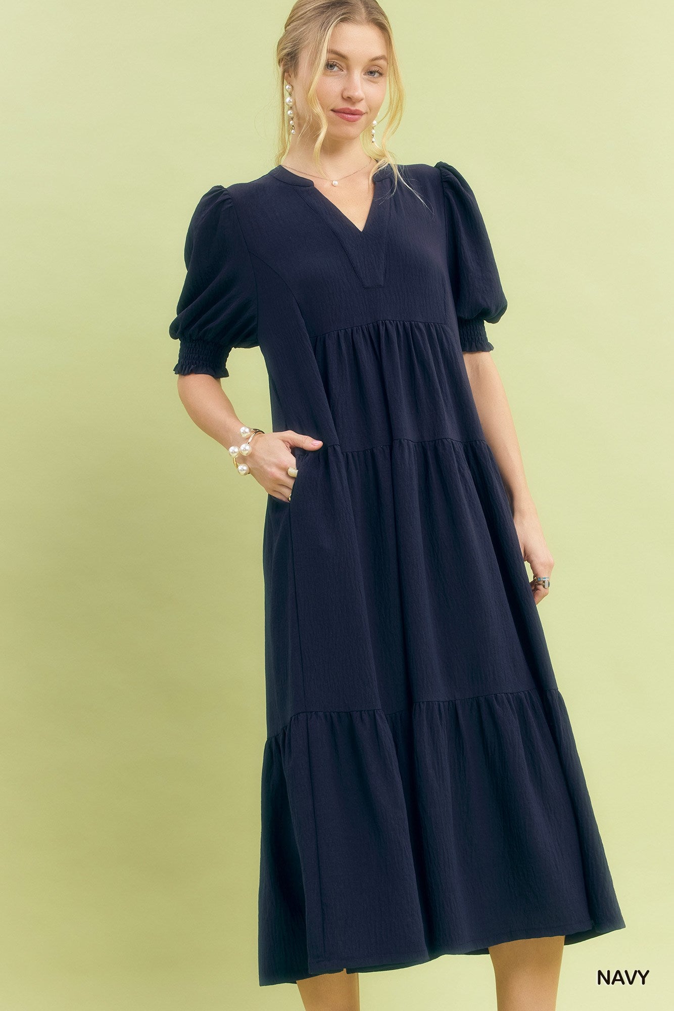 Midnight Tiered Midi Dress