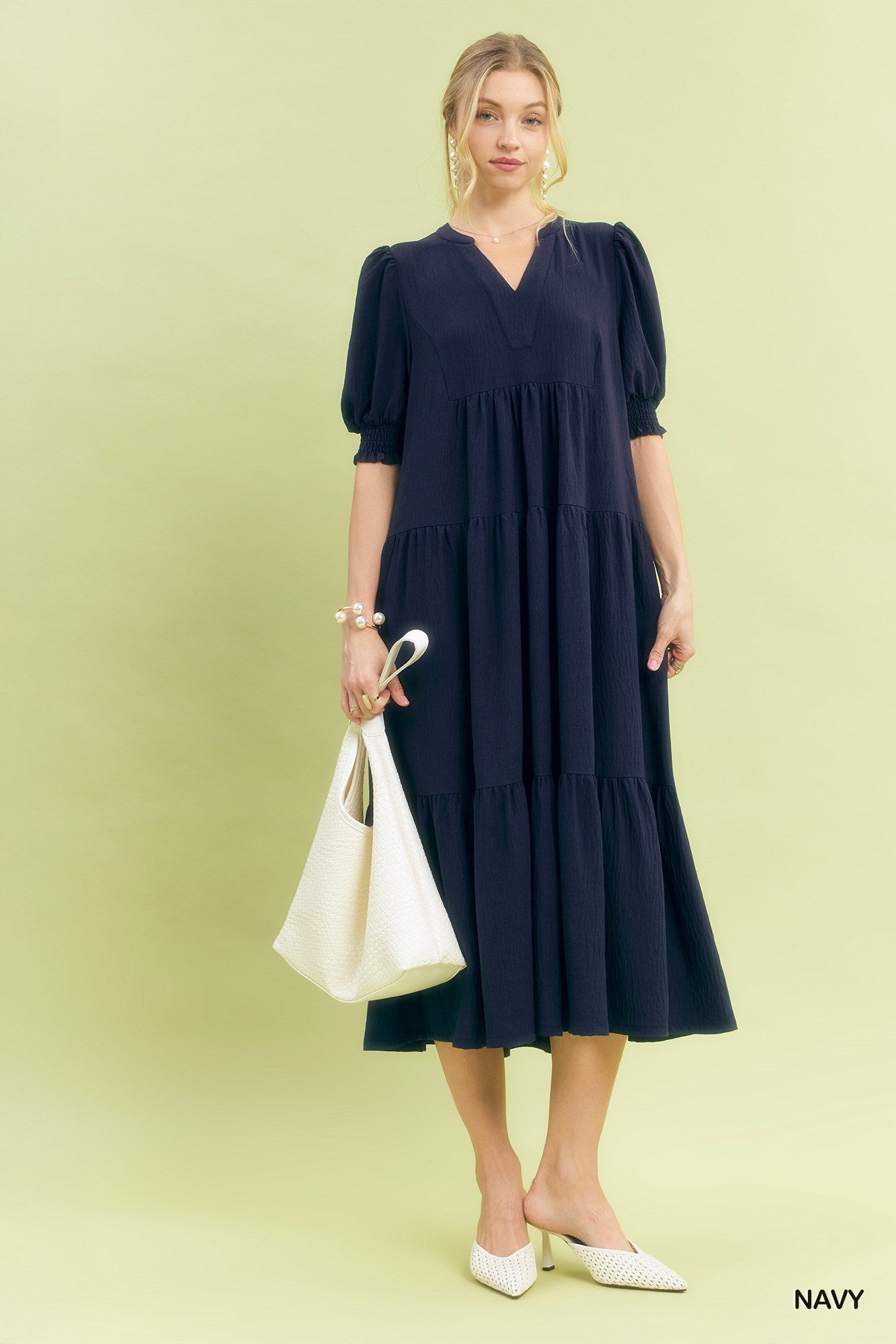 Midnight Tiered Midi Dress