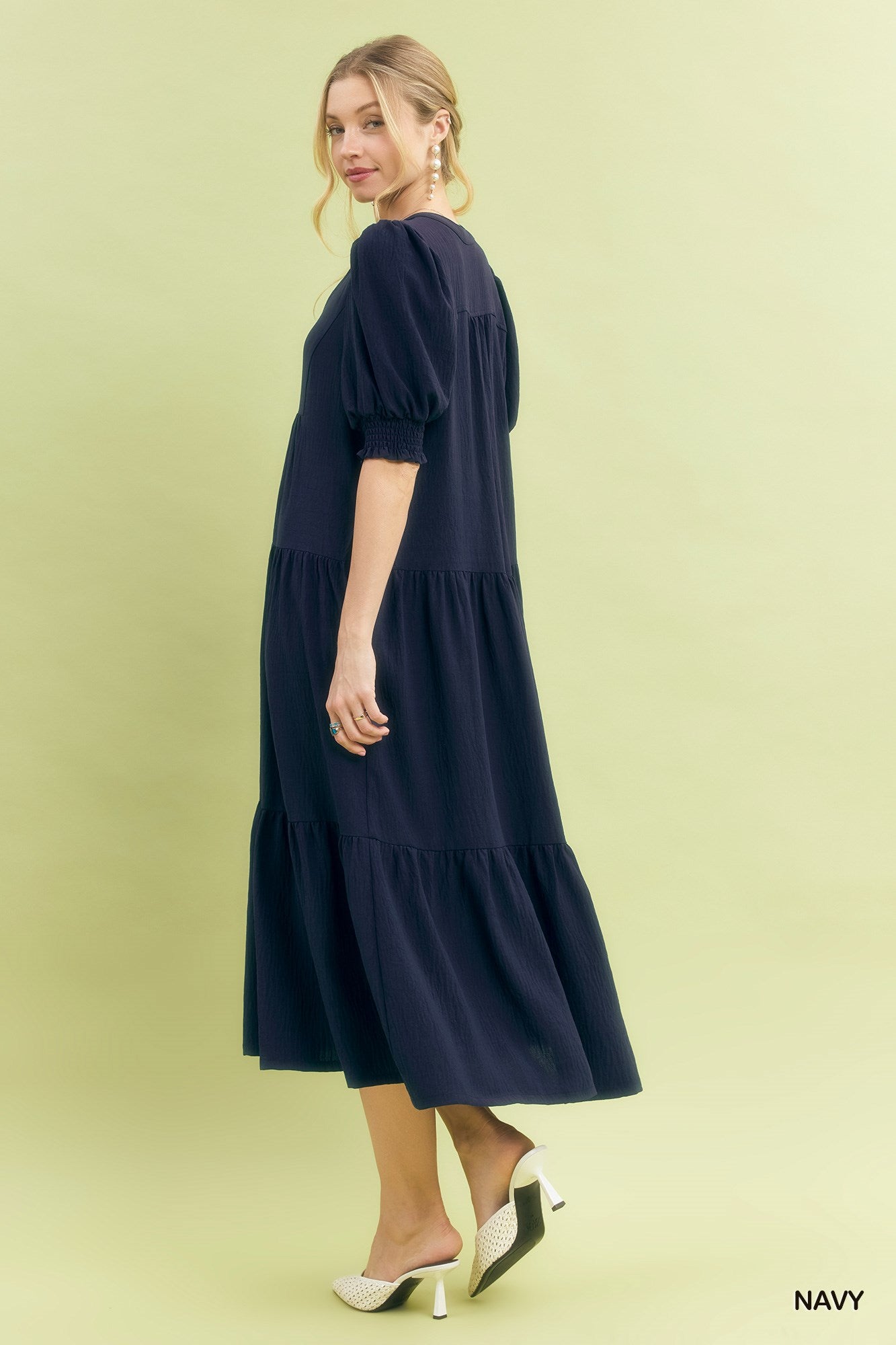 Midnight Tiered Midi Dress