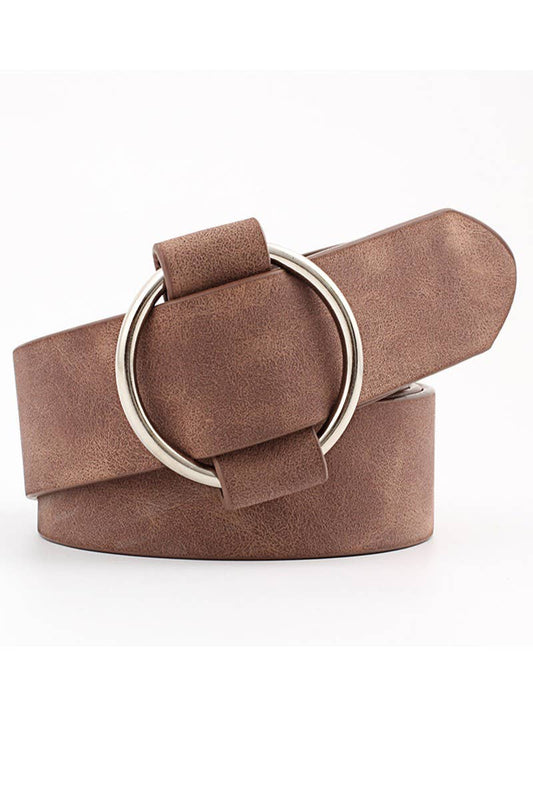 BASIC LEATHERETTE ROUND BUCKLE BELT