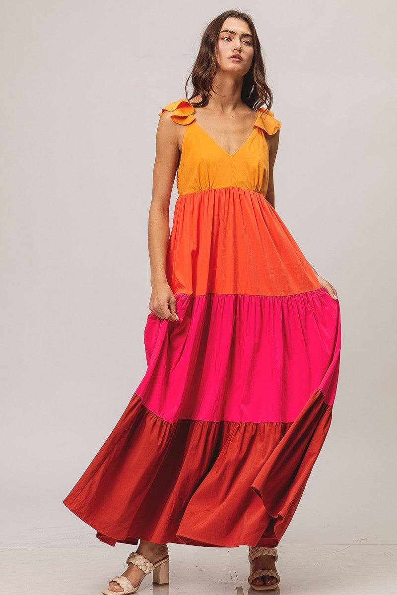 Sunset Colorblock Maxi Dress