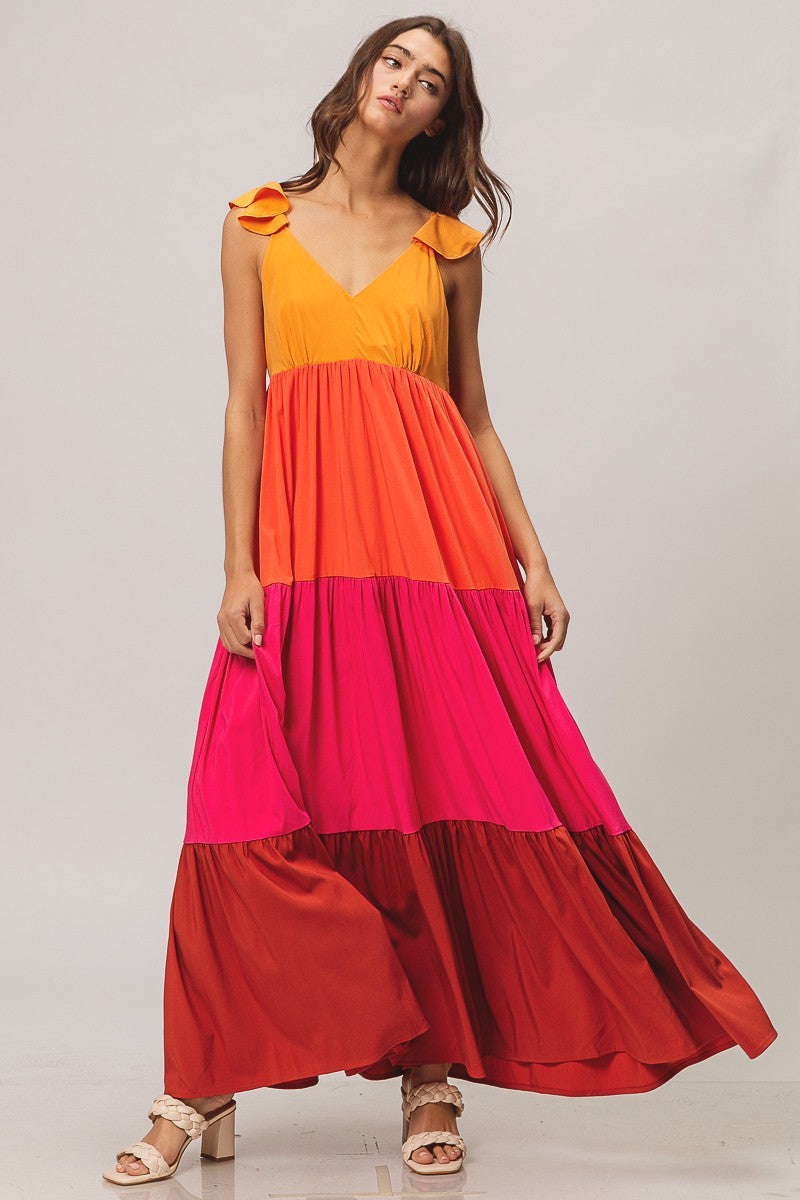 Sunset Colorblock Maxi Dress