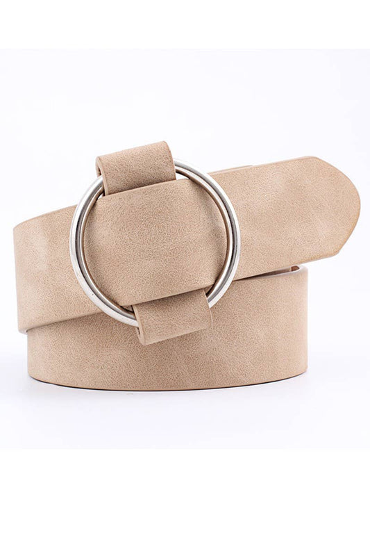 BASIC LEATHERETTE ROUND BUCKLE BELT