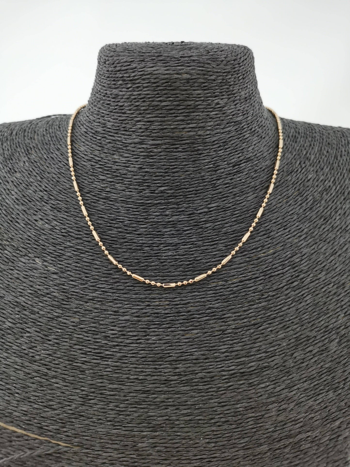 18K Gold Filled Bead Necklace Chain, 17.5 Inch Bead Finished Chain For Jewelry Making, Dainty 2.1mm Bead Necklace w/Spring Ring | CN-271