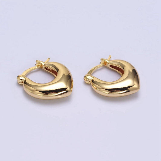 16K Gold Filled V-Shaped Dome French Lock Hoop Earrings