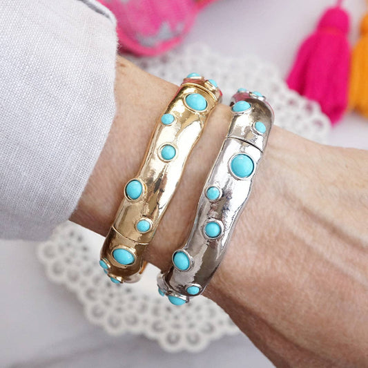 Desert Dew – Turquoise Cabochon Stretch Bangle