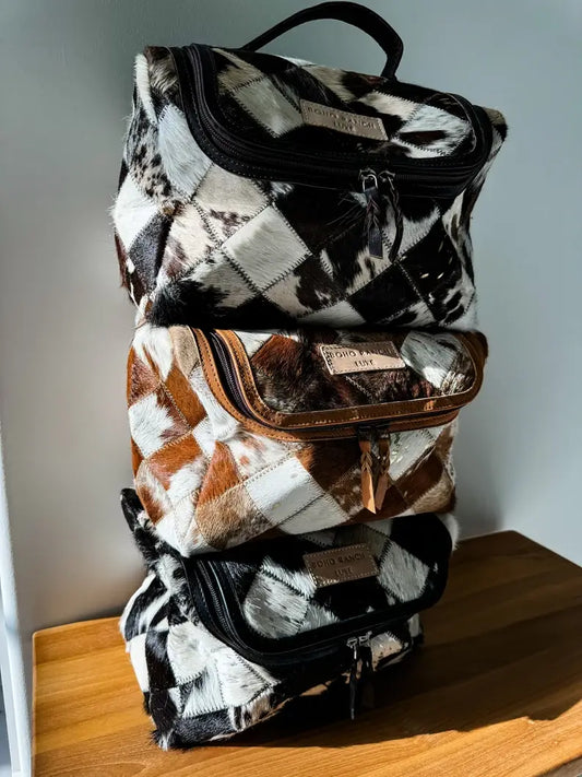 BOHO LUXE TOILETRY bag Genuine Hair On travel storage 