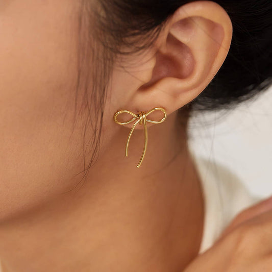 18K STAINLESS STEEL TARNISH FREE BOW EARRINGS