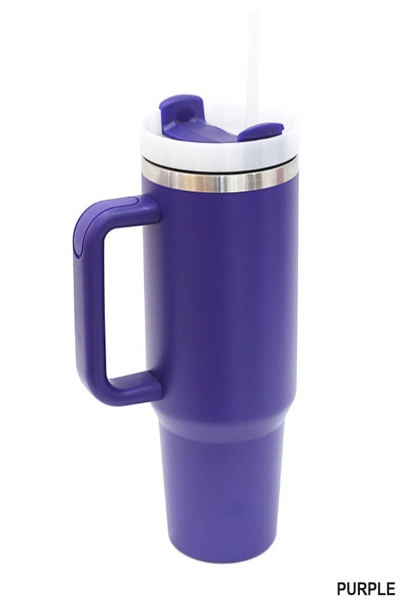 ",,,,..40oz Stainless Steel Tumbler w/ Straw: PURPLE-166289 / OS