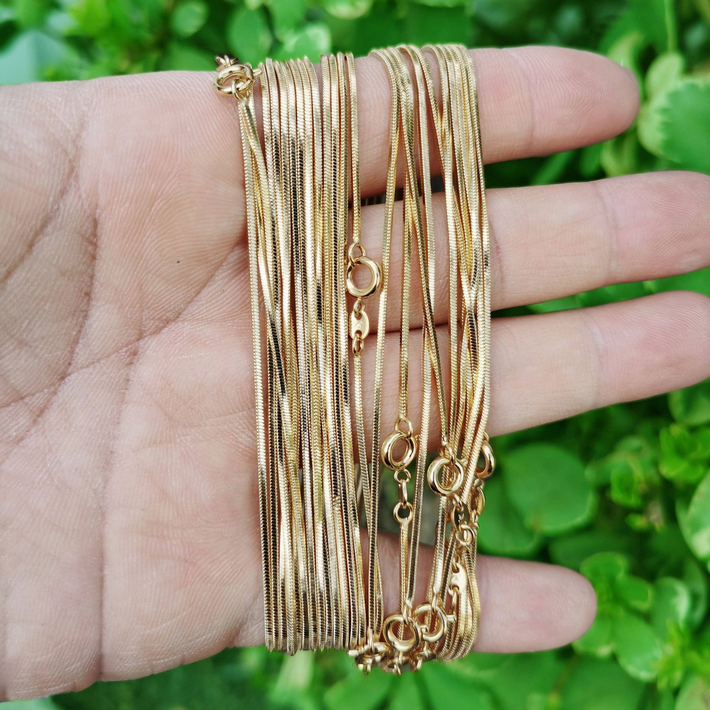 18" Dainty Gold Filled 1.1mm Snake Chain Layer Necklace