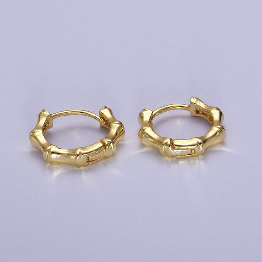 15mm Gold Bamboo Hoop Earring for Everyday Jewelry Q83