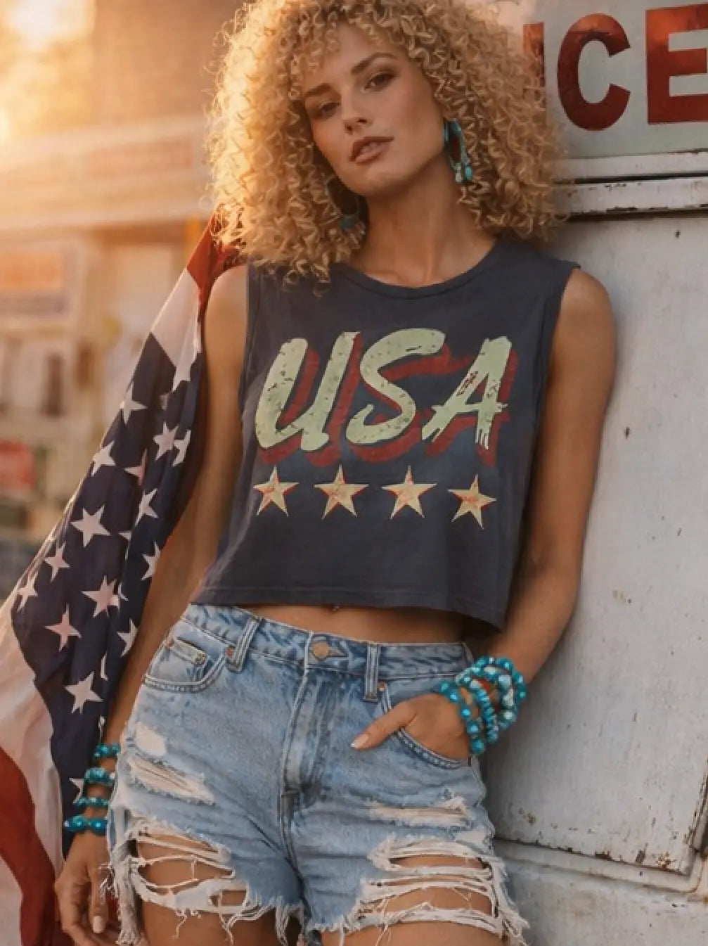 Vintage Black USA Muscle Tee