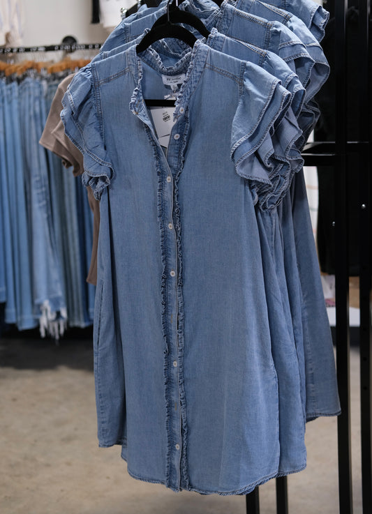 ee:some ruffle blue dress