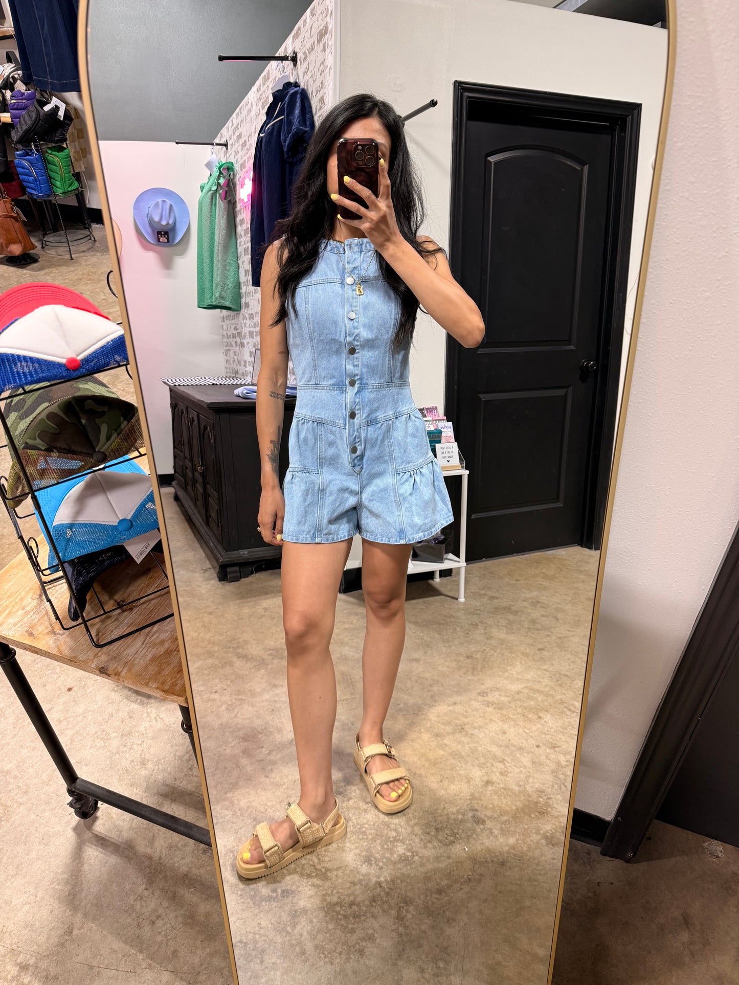 Sweet Escape Denim Romper