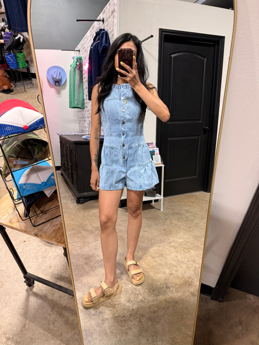 Sweet Escape Denim Romper