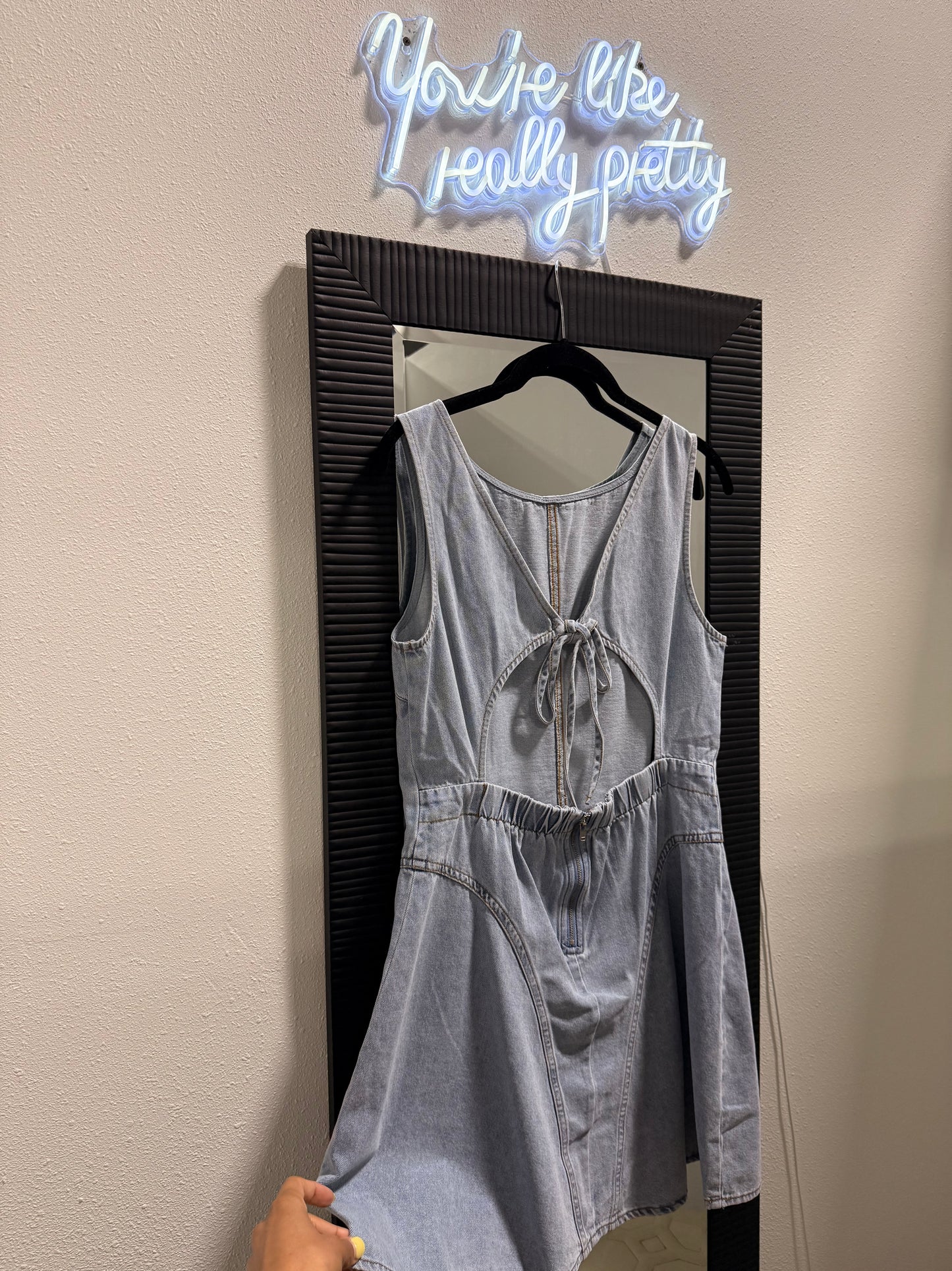 Blue Skies Open Back Denim Dress