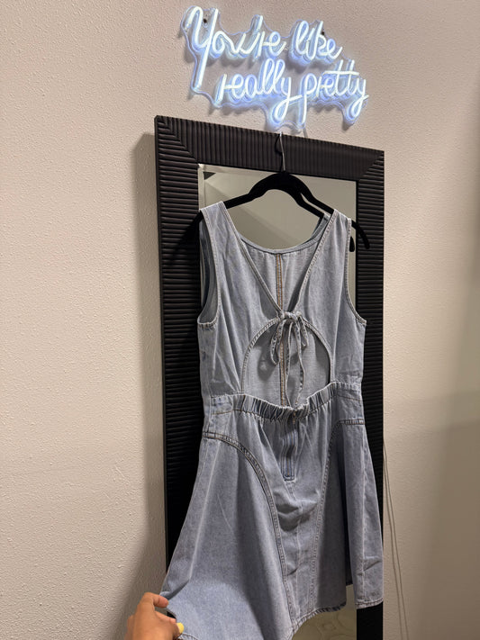 Blue Skies Open Back Denim Dress