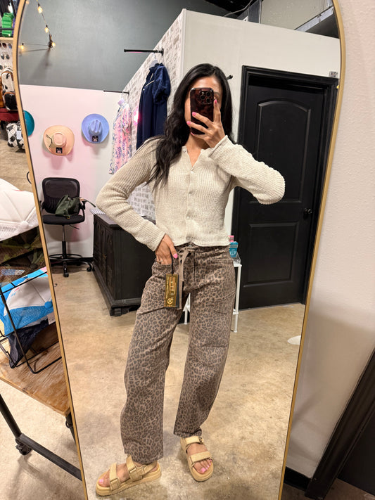 RISEN Leopard Barrel Pants