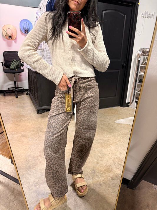 RISEN Leopard Barrel Pants