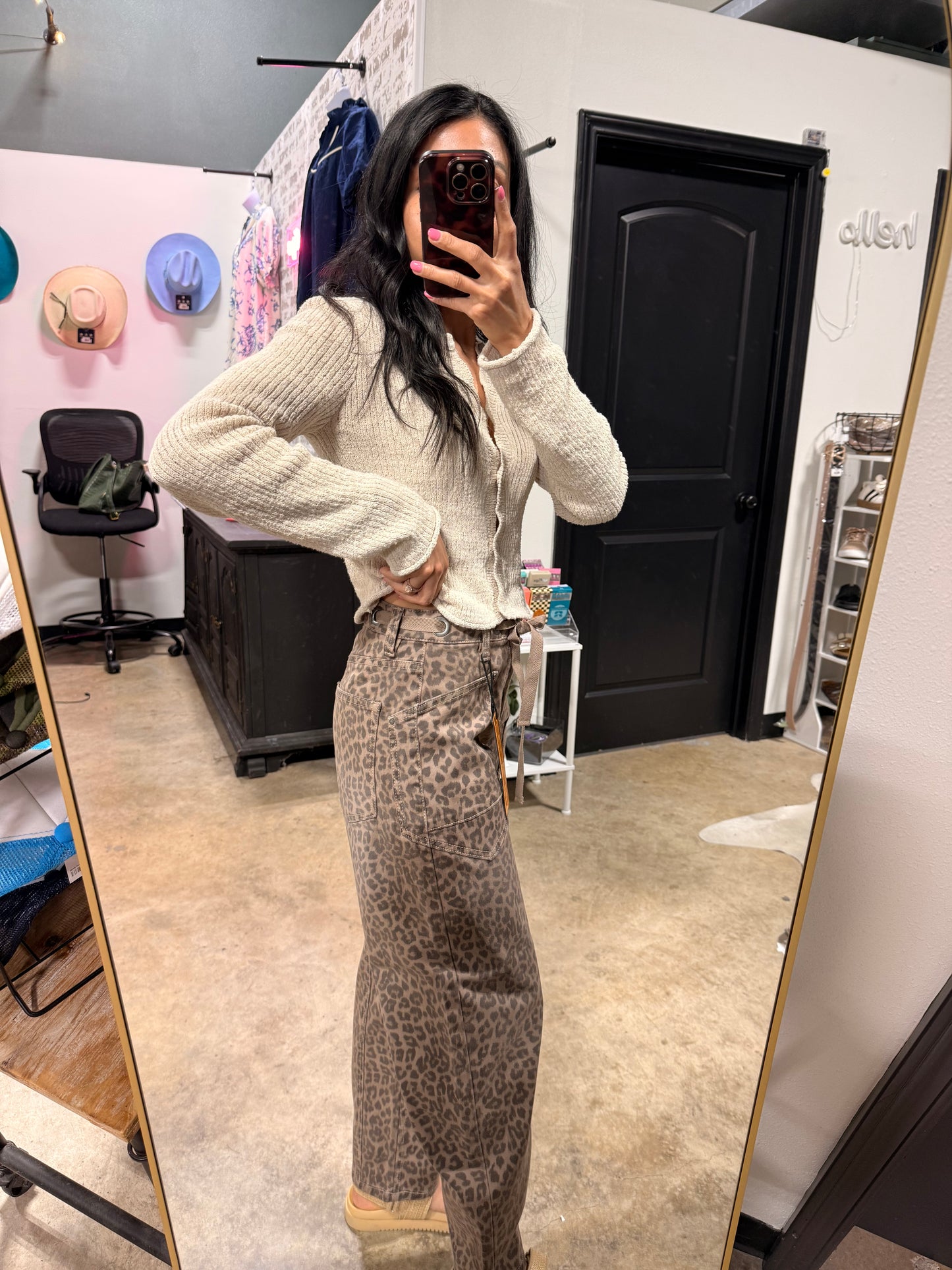 RISEN Leopard Barrel Pants
