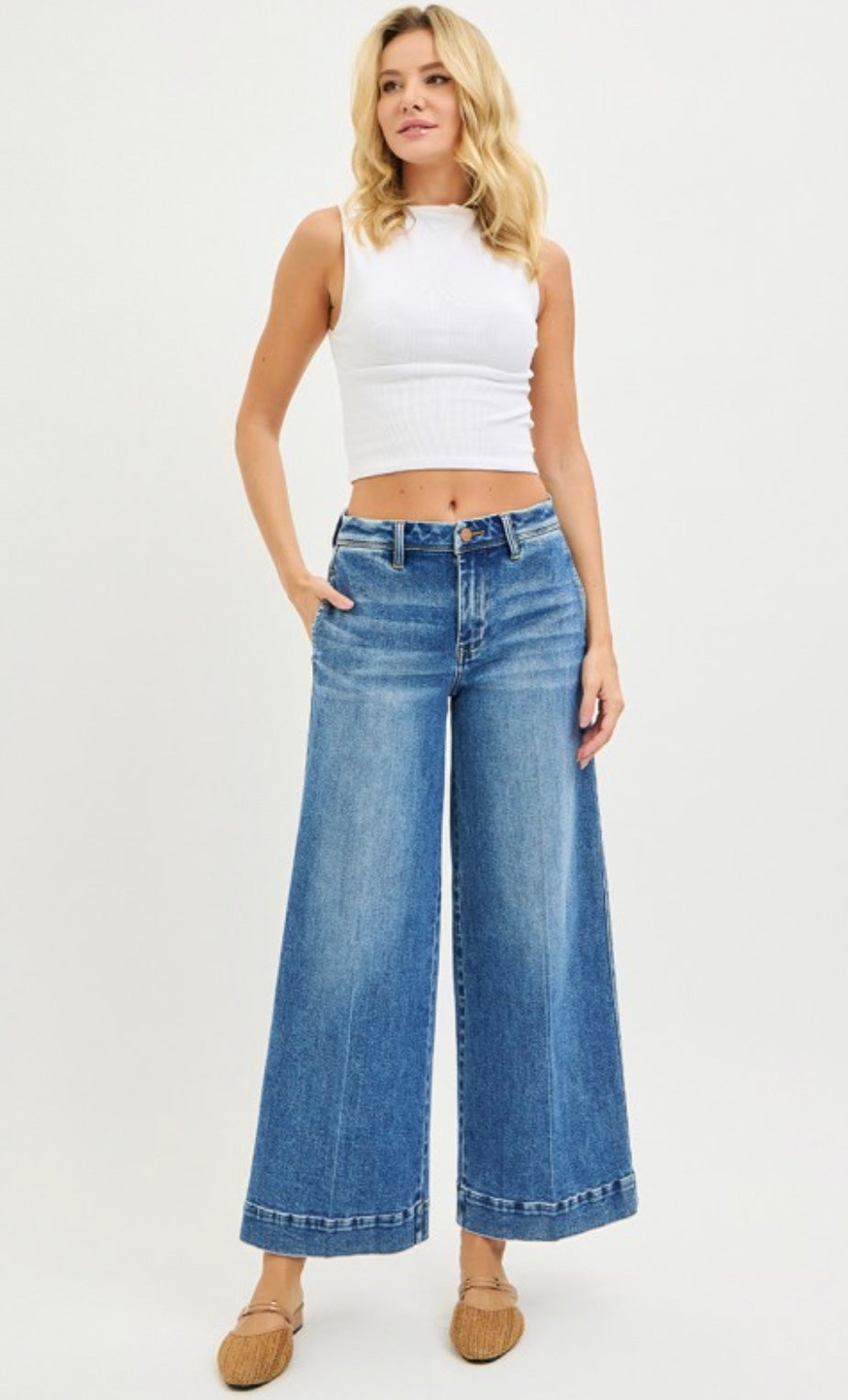Slouchy Ankle Wide Jeans