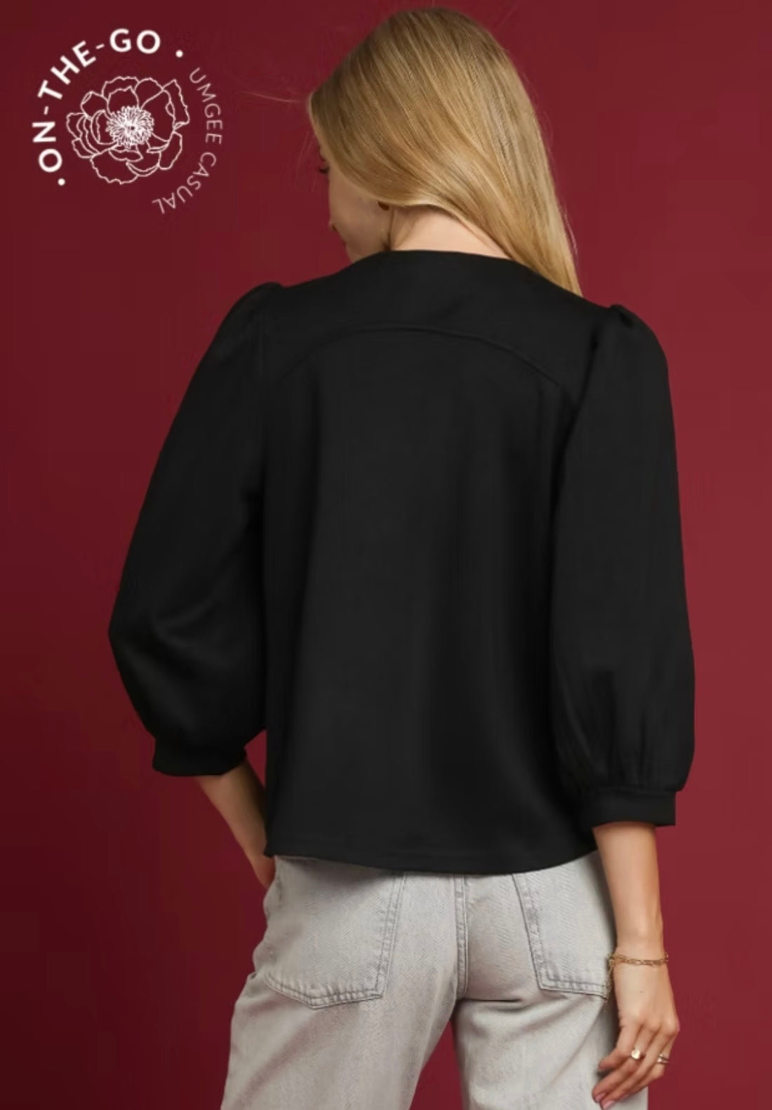 Ruffle Neck Blouse with Puff Sleeves
