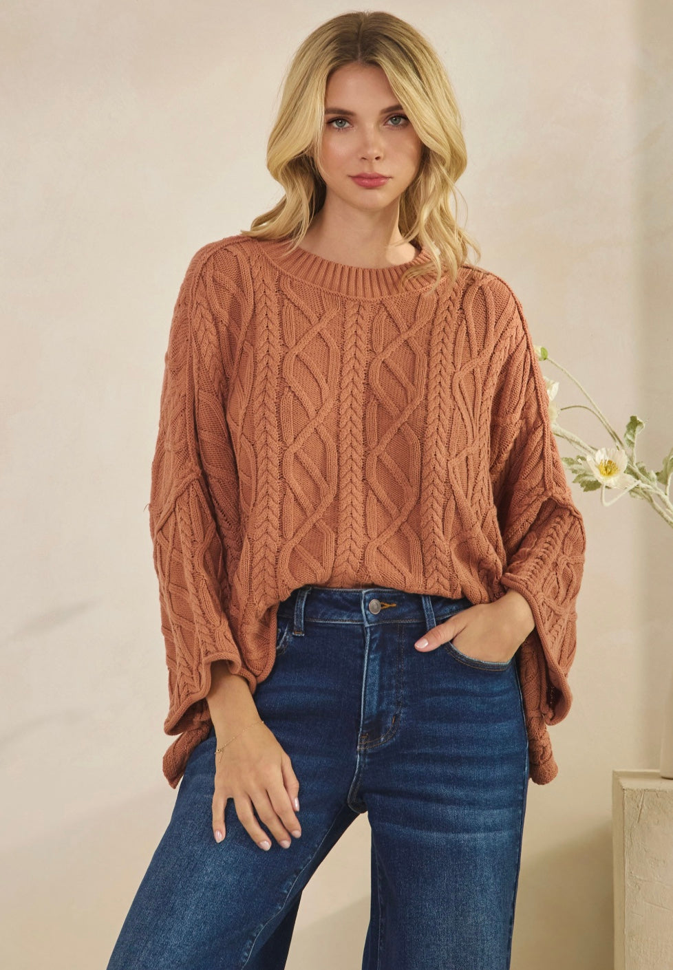 Flowy Cable Knit Top
