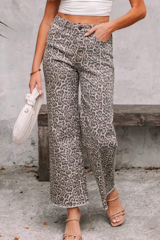 Cheetah Print Denim Pants