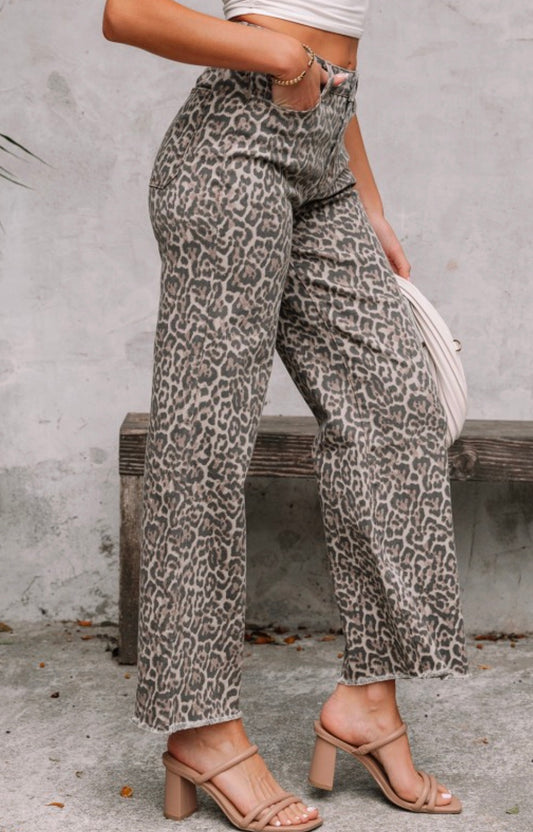 Cheetah Print Denim Pants