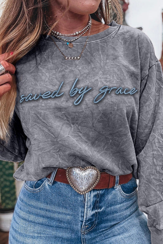 Saved By Grace Embroidered Sweatshirt