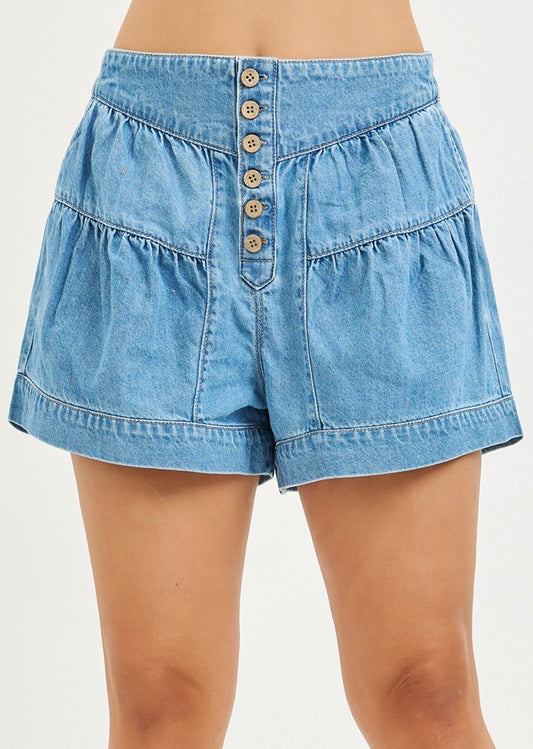Ruffle Button Front Shorts