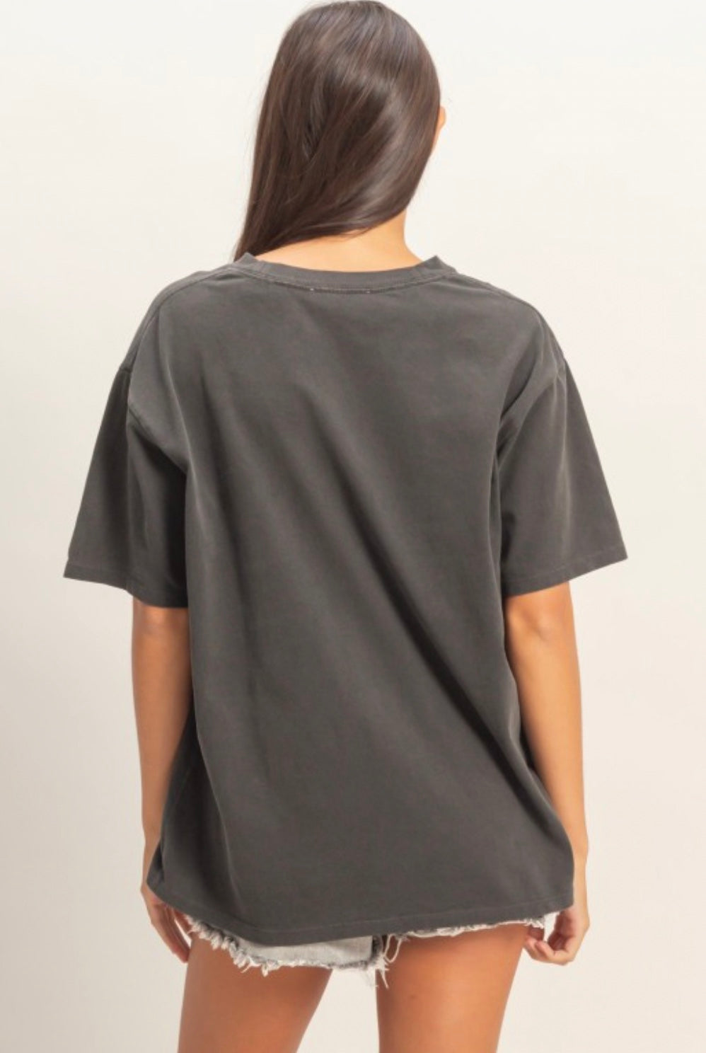 back of pigment dyed t-shirt