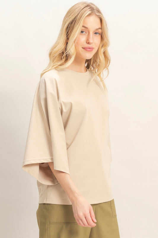 Relaxed 3/4 Sleeve Crewneck